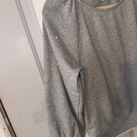 LOFT Gray Pearl Stud Sweatshirt | Size Small - Picture 4 of 7